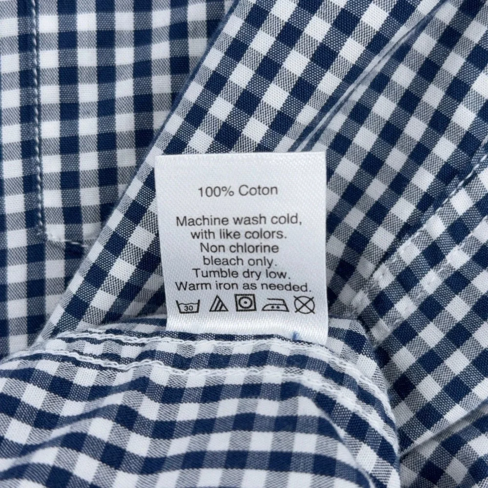 J Crew Slim Fit Gingham Button Down Shirt Men's Size‎ Small Navy White